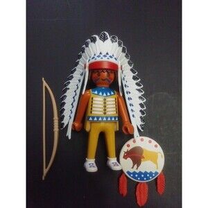 Vintage 1993 Playmobil Geobra 3" Figure  Native American Indian